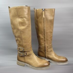 Sam Edelman Freda Tall Leather Riding Boots In Cashew Tan Women's Size 6.5